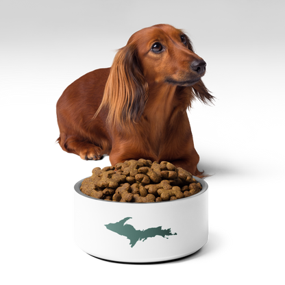 Michigan Upper Peninsula Pet Bowl (w/ Copper Green UP Outline)