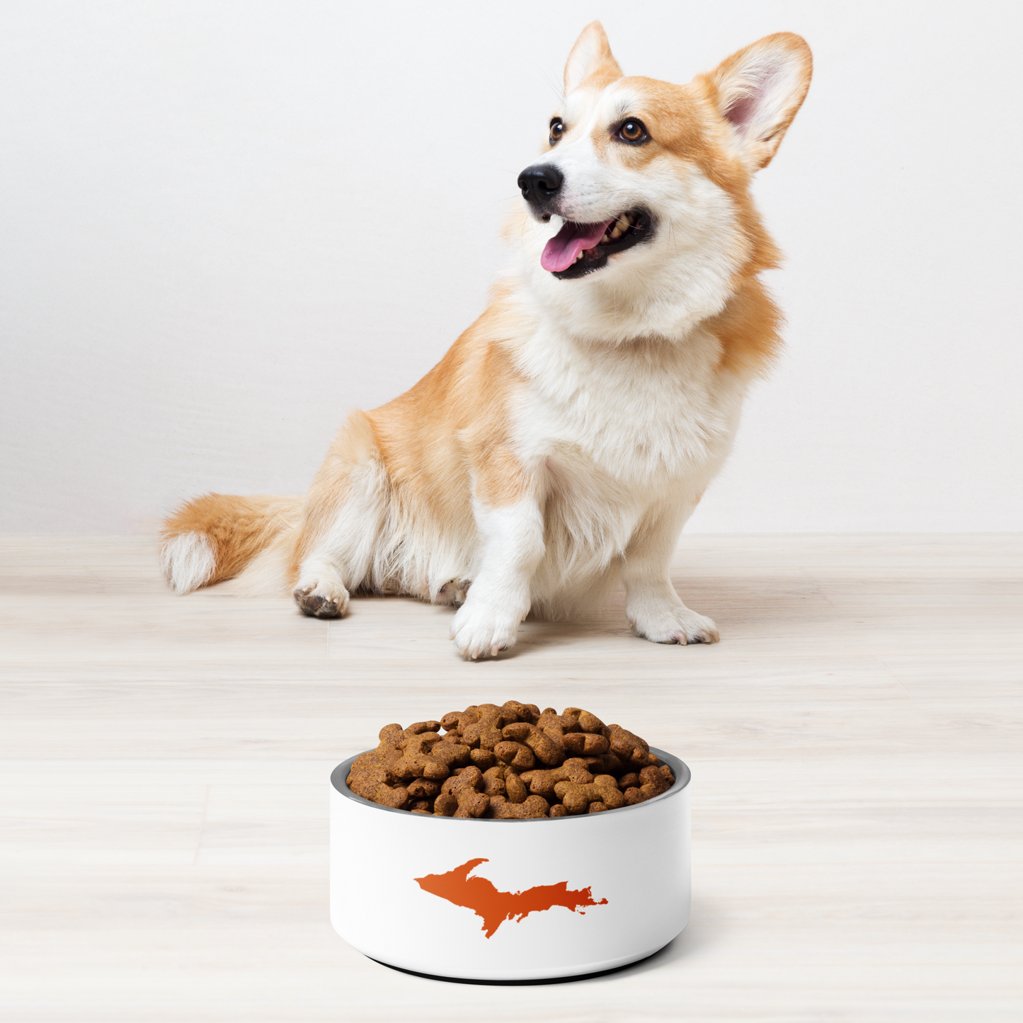 Michigan Upper Peninsula Pet Bowl (w/ UP Outline) | Maple Leaf Orange