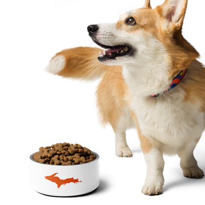 Michigan Upper Peninsula Pet Bowl (w/ UP Outline) | Maple Leaf Orange