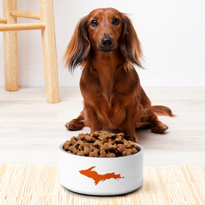 Michigan Upper Peninsula Pet Bowl (w/ UP Outline) | Maple Leaf Orange