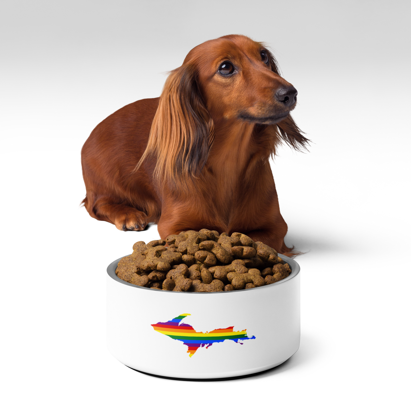 Michigan Upper Peninsula Pet Bowl (w/ UP Rainbow Pride Flag)