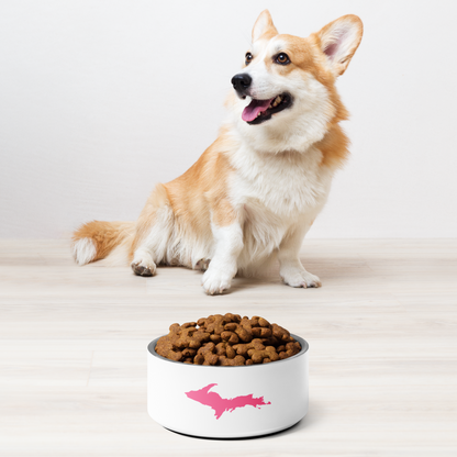 Michigan Upper Peninsula Pet Bowl (w/ UP Outline) | Pink