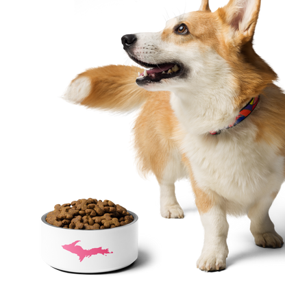 Michigan Upper Peninsula Pet Bowl (w/ UP Outline) | Pink