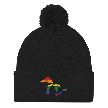 Great Lakes Pom-Pom Beanie (Rainbow Pride Edition)