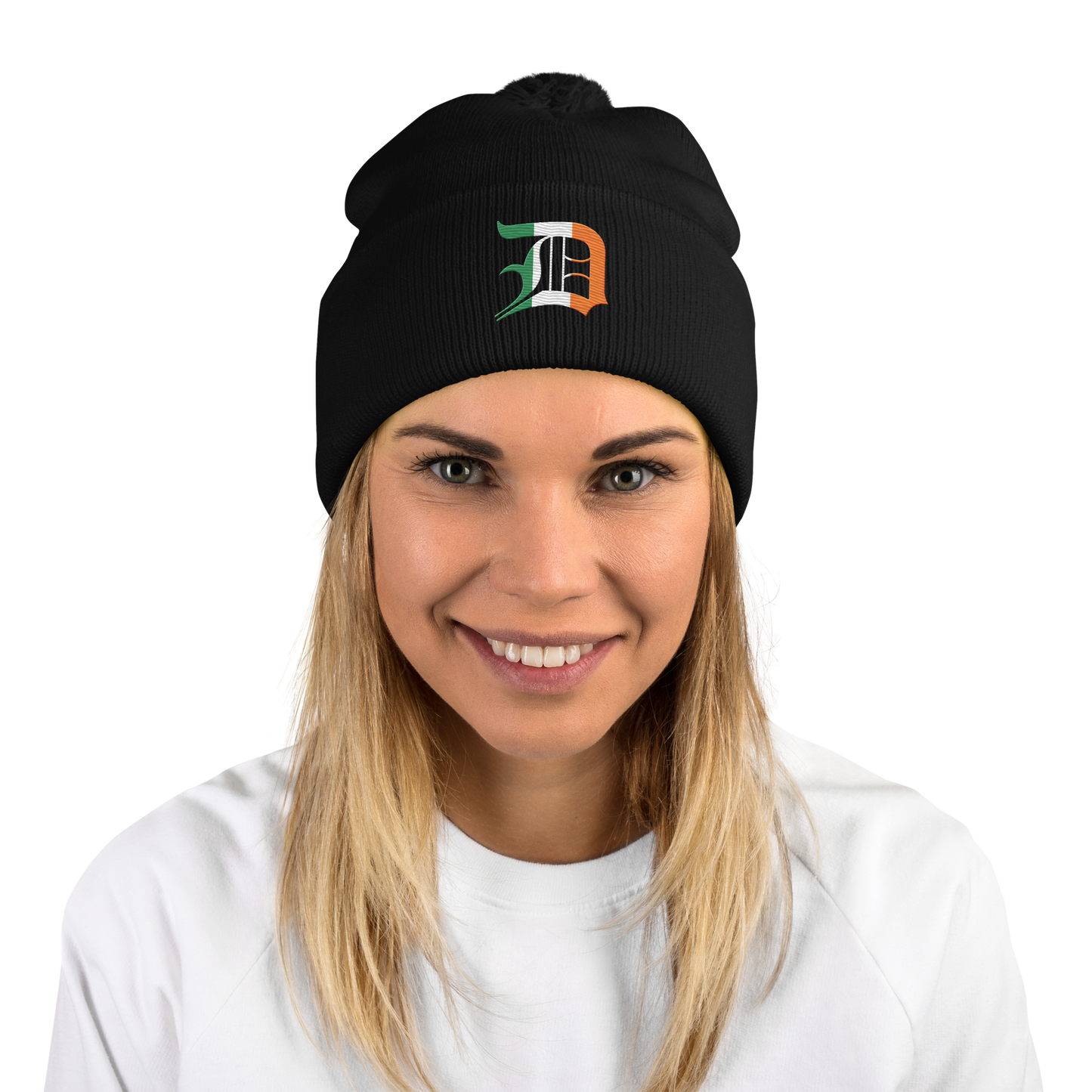 Detroit 'Old English D' Pom-Pom Beanie (Irish Edition)