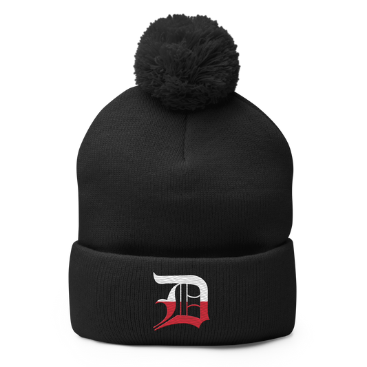 Detroit 'Old English D' Pom-Pom Beanie (Polish Edition)