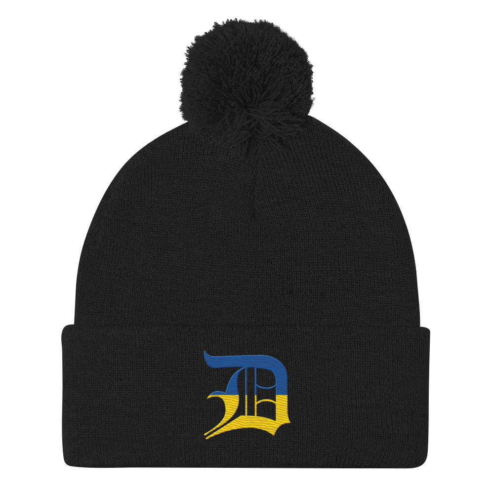 Detroit 'Old English D' Pom-Pom Beanie (Ukraine Edition)