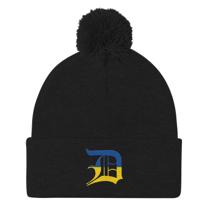 Detroit 'Old English D' Pom-Pom Beanie (Ukraine Edition)