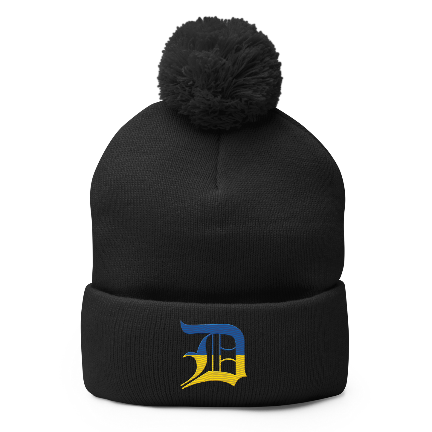 Detroit 'Old English D' Pom-Pom Beanie (Ukraine Edition)