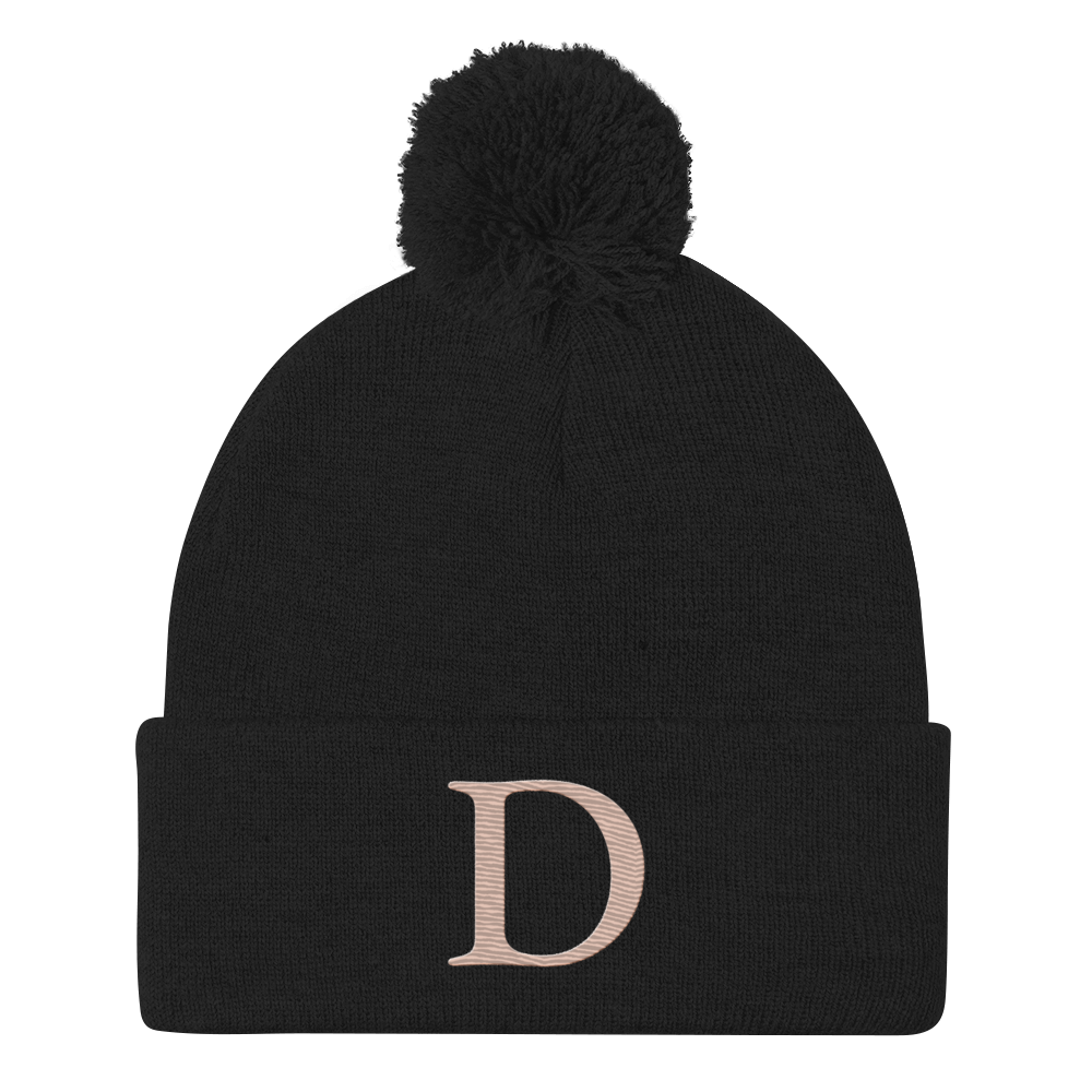 Detroit 'Old French D' Pom-Pom Beanie (Rose Gold)