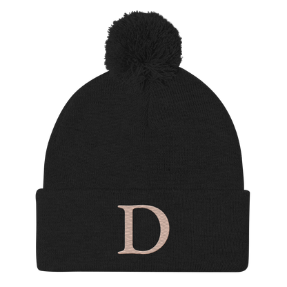 Detroit 'Old French D' Pom-Pom Beanie (Rose Gold)