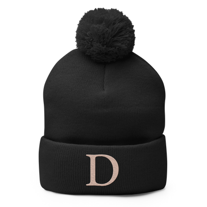 Detroit 'Old French D' Pom-Pom Beanie (Rose Gold)