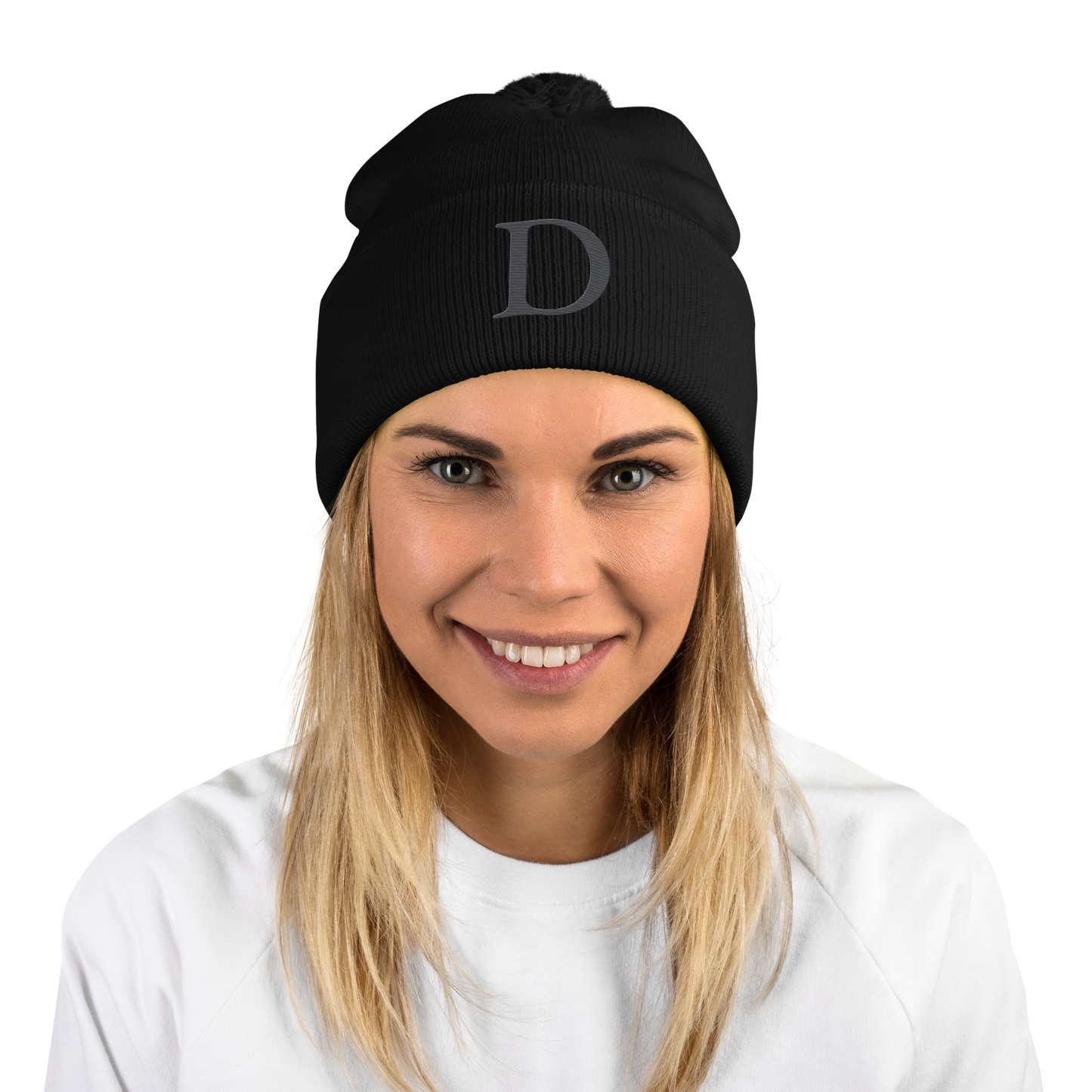 Detroit 'Old French D' Pom-Pom Beanie (Iron Ore Grey)