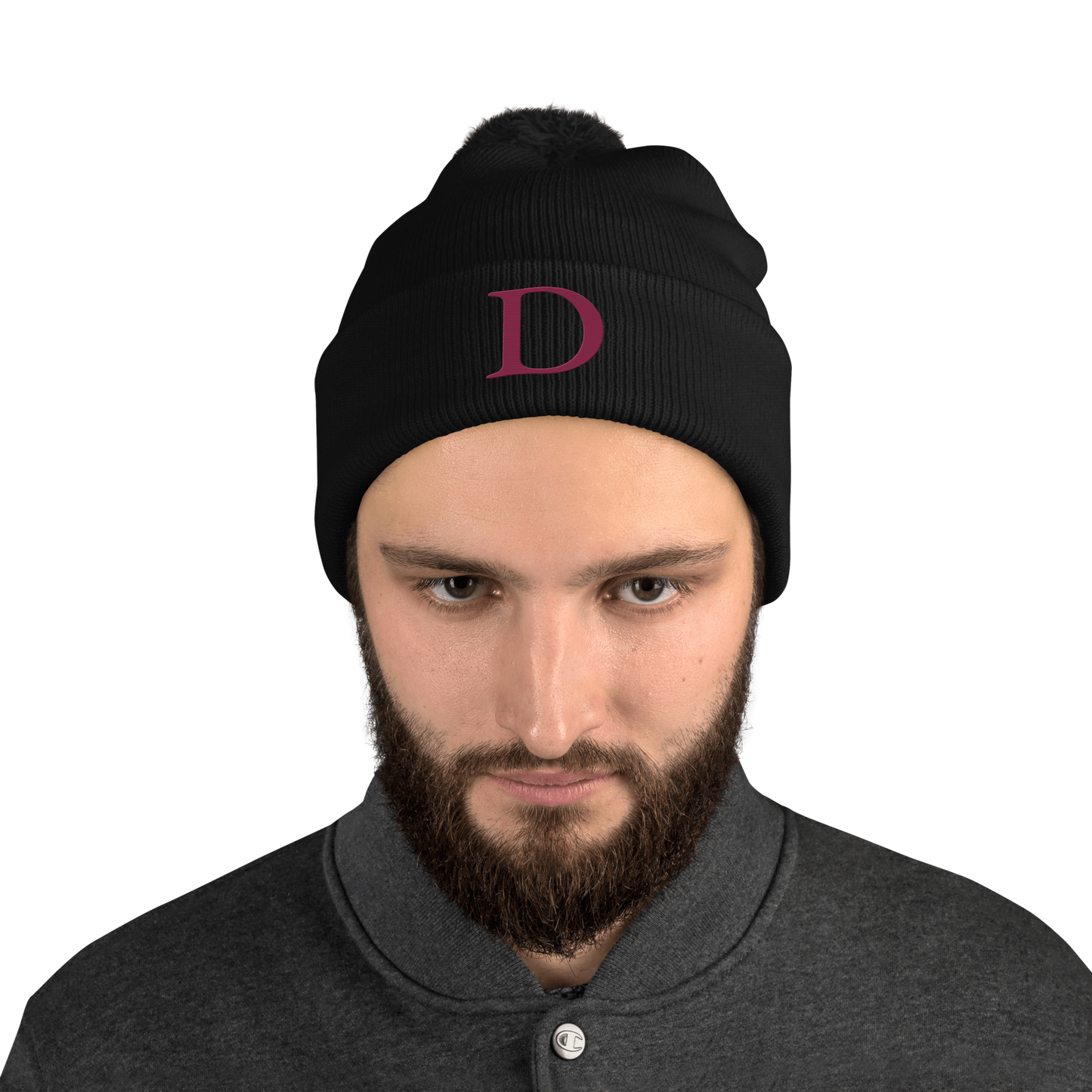 Detroit 'Old French D' Pom-Pom Beanie (Ruby Red)