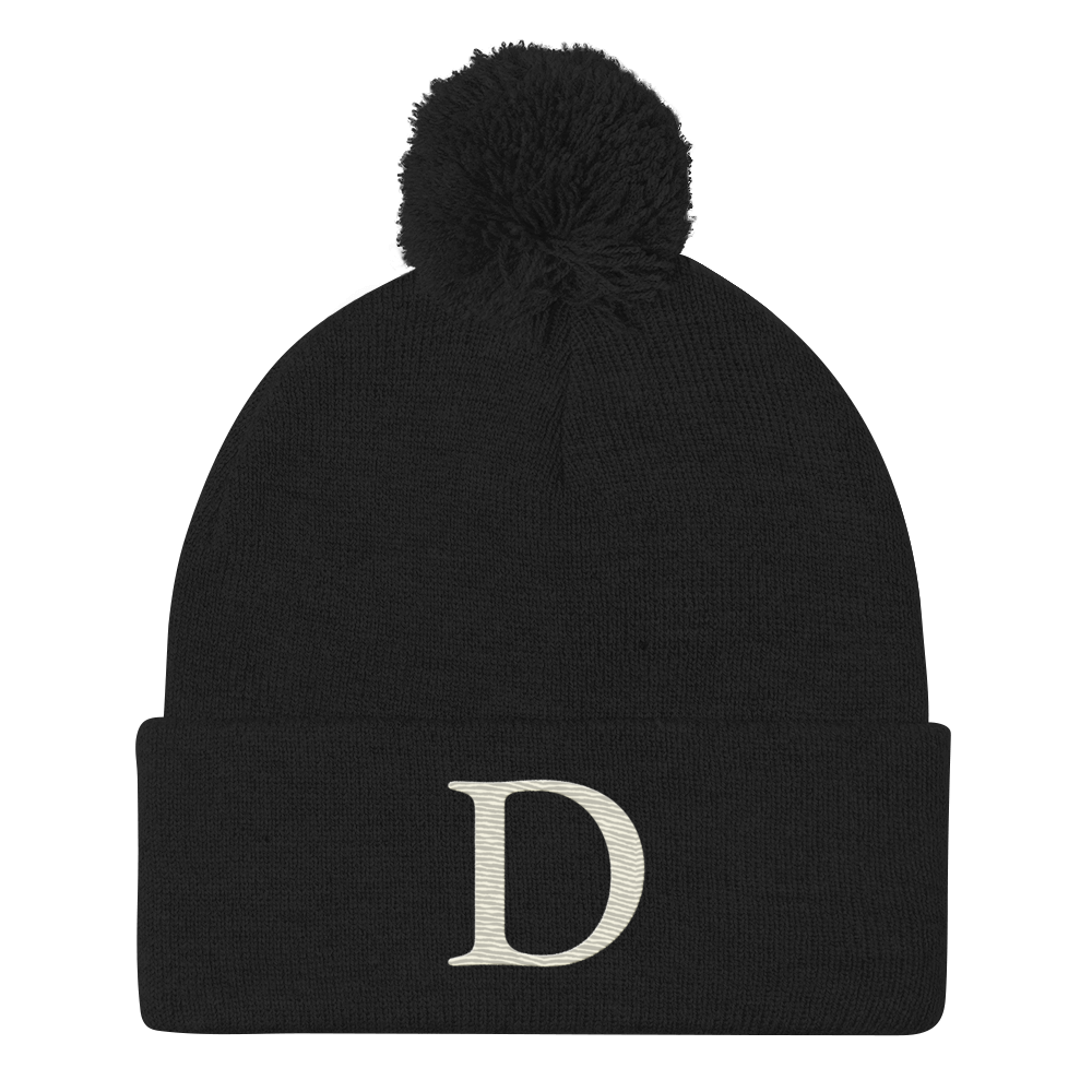 Detroit 'Old French D' Pom-Pom Beanie (Ivory White)