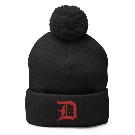 Detroit 'Old English D' Pom-Pom Beanie (Aliform Red)