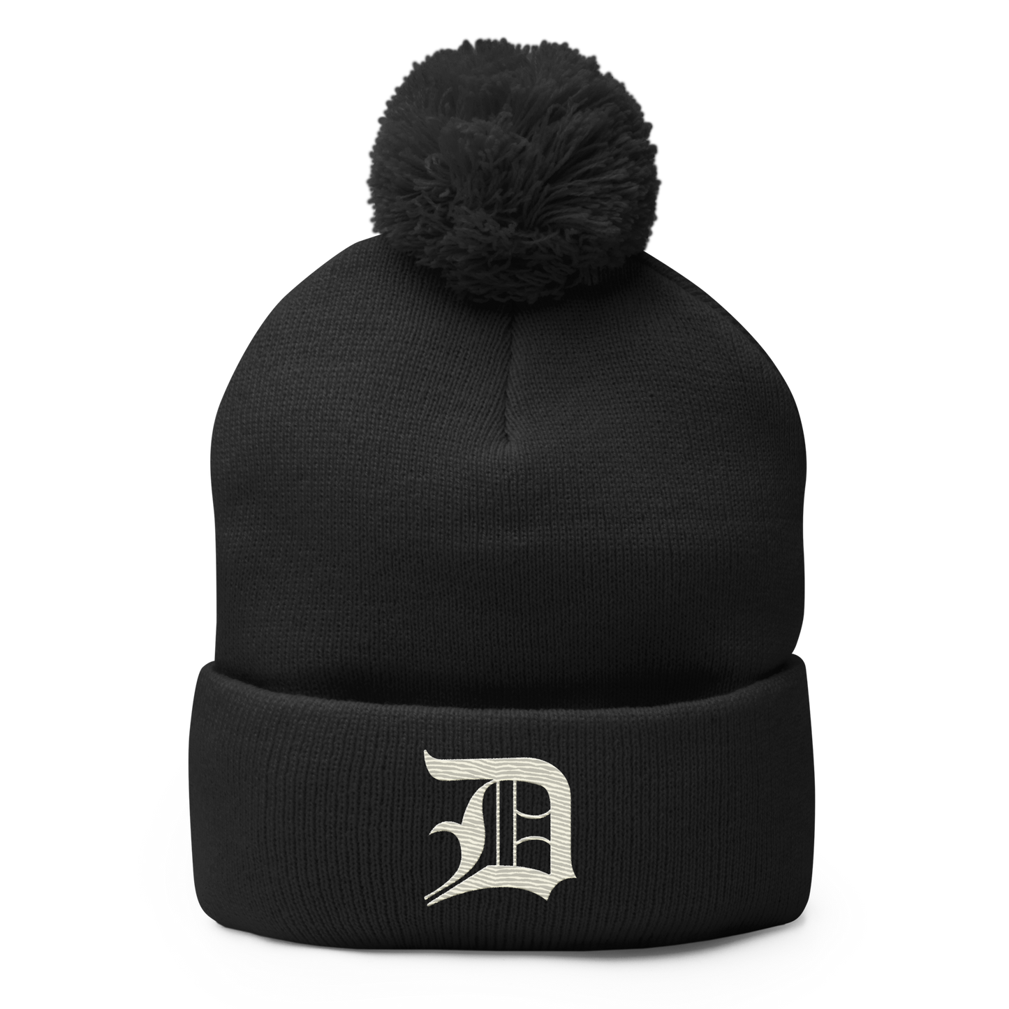 Detroit 'Old English D' Pom-Pom Beanie (Ivory White)