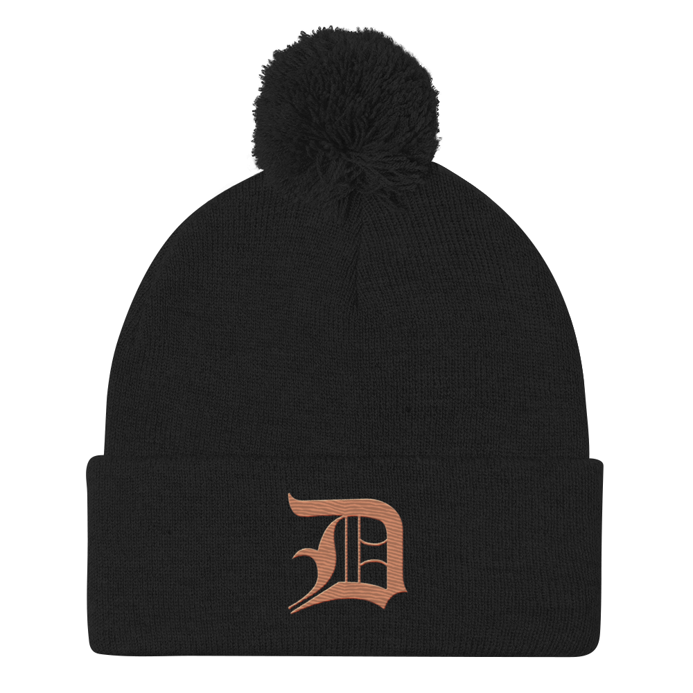 Detroit 'Old English D' Pom-Pom Beanie (Copper)