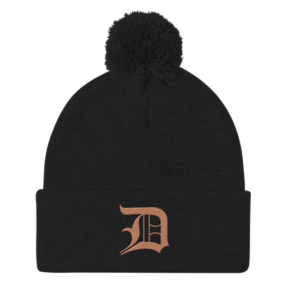 Detroit 'Old English D' Pom-Pom Beanie (Copper)