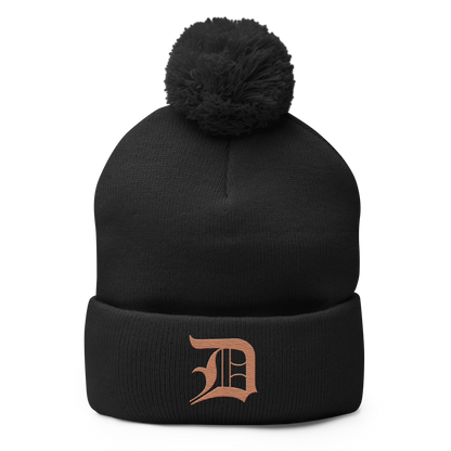 Detroit 'Old English D' Pom-Pom Beanie (Copper)