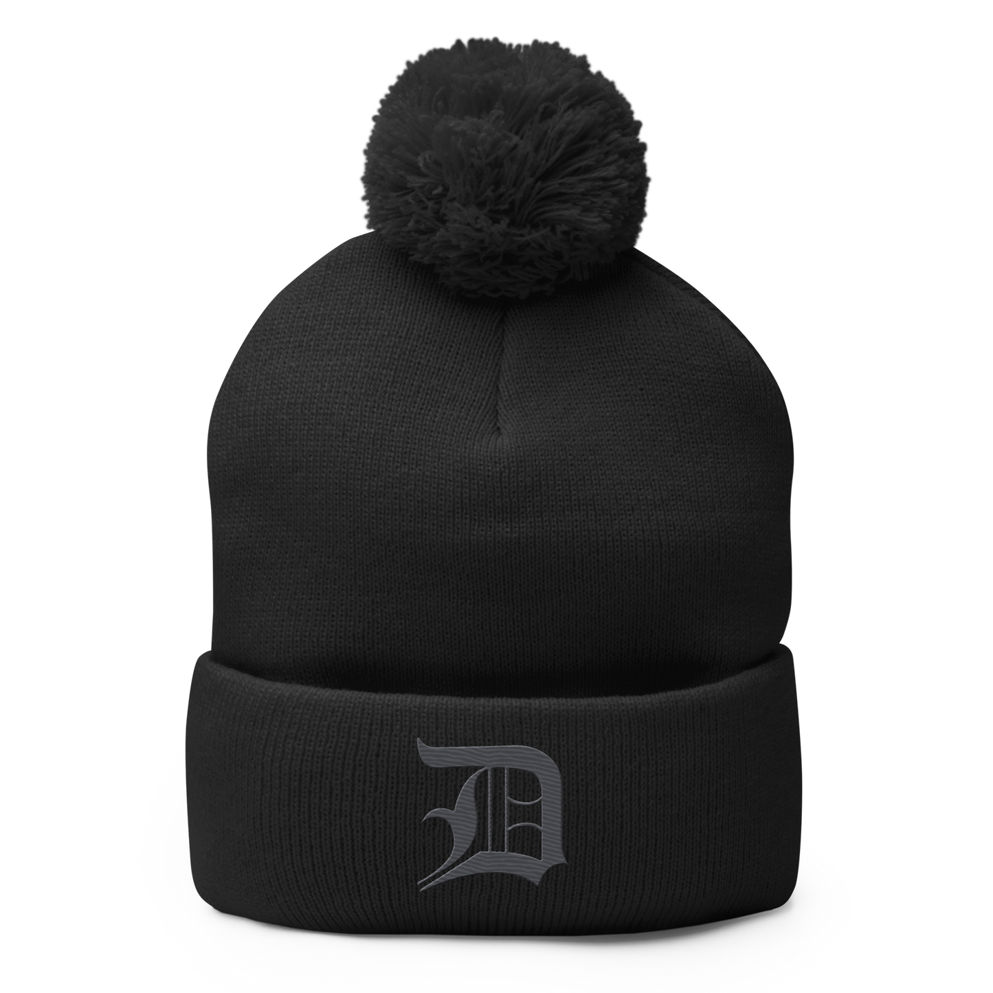 Detroit 'Old English D' Pom-Pom Beanie (Iron Ore Grey)