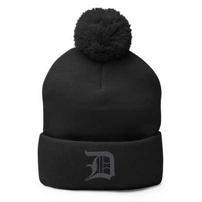 Detroit 'Old English D' Pom-Pom Beanie (Iron Ore Grey)