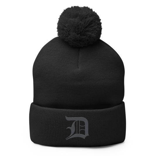 Detroit 'Old English D' Pom-Pom Beanie (Iron Ore Grey)