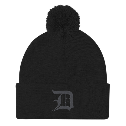 Detroit 'Old English D' Pom-Pom Beanie (Iron Ore Grey)