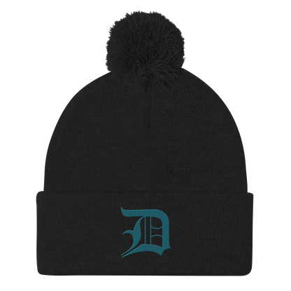 Detroit 'Old English D' Pom-Pom Beanie (Auburn Hills Teal)