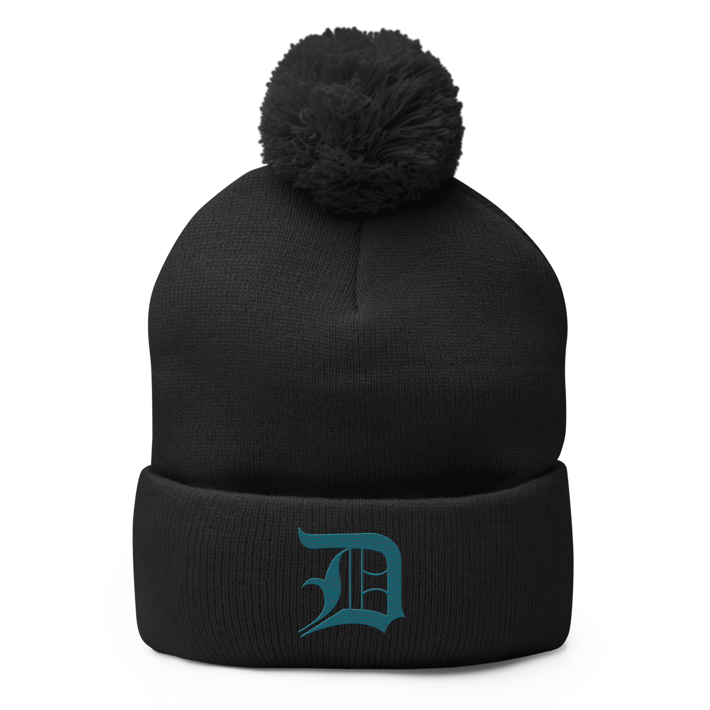 Detroit 'Old English D' Pom-Pom Beanie (Auburn Hills Teal)