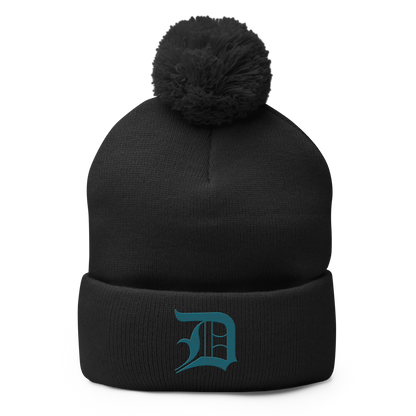 Detroit 'Old English D' Pom-Pom Beanie (Auburn Hills Teal)