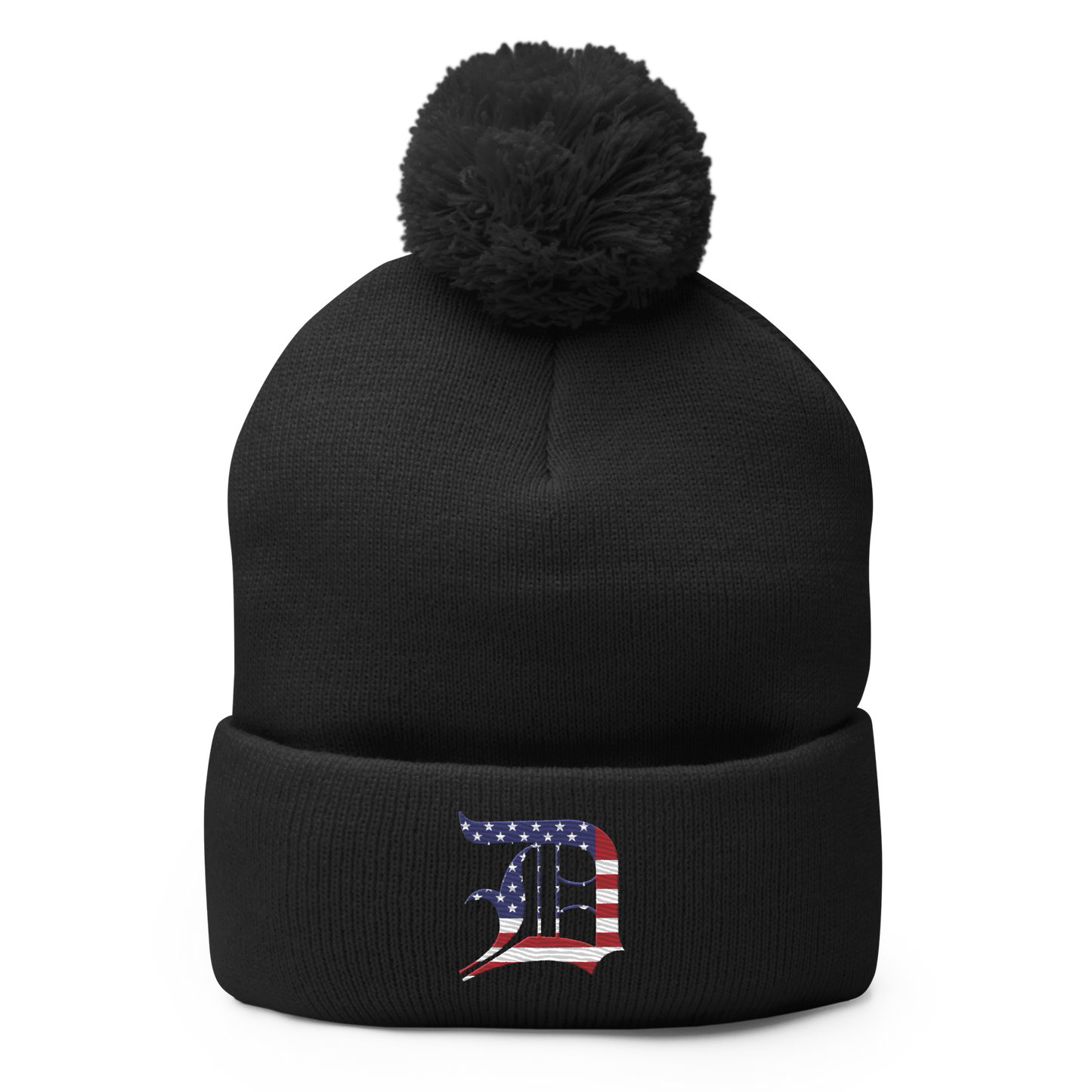 Detroit 'Old English D' Pom-Pom Beanie (Patriotic Edition)