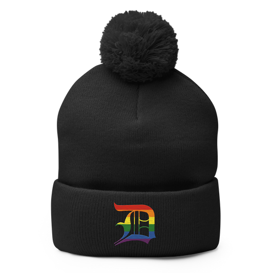 Detroit 'Old English D' Pom-Pom Beanie (Rainbow Pride Edition)