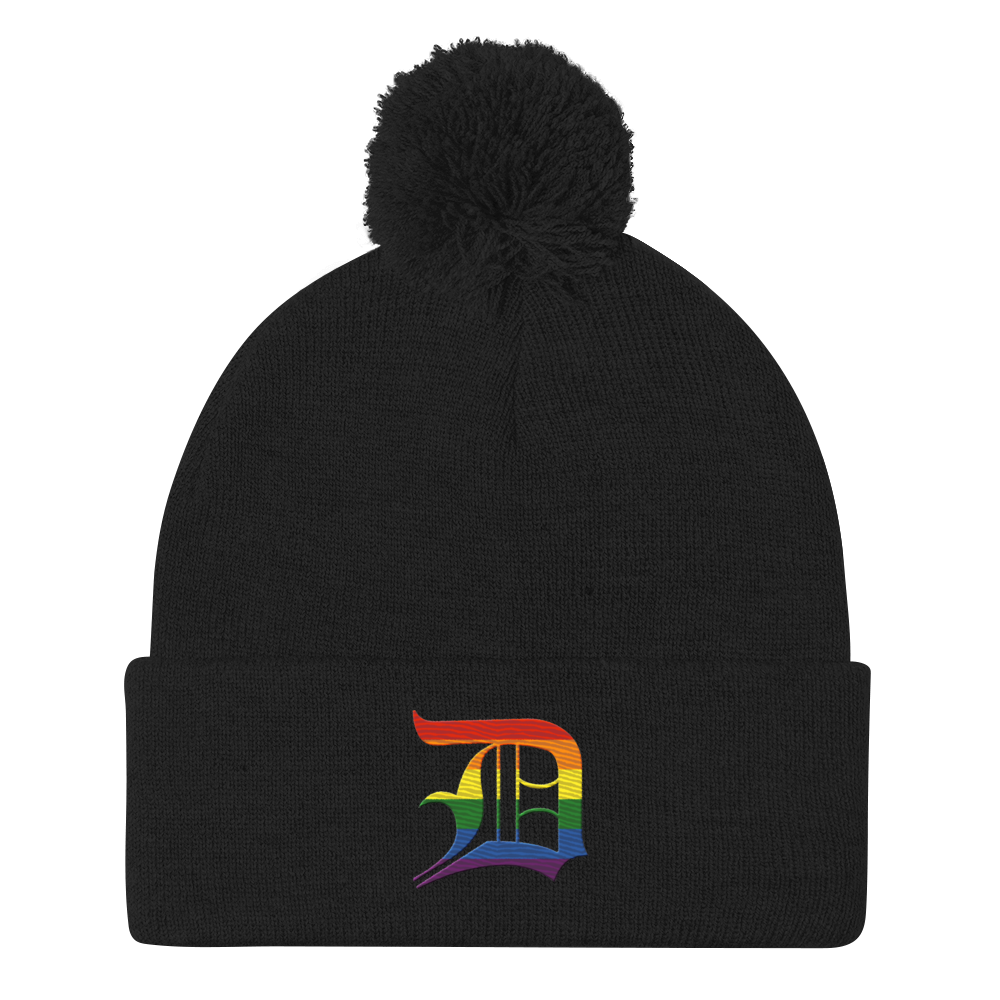 Detroit 'Old English D' Pom-Pom Beanie (Rainbow Pride Edition)