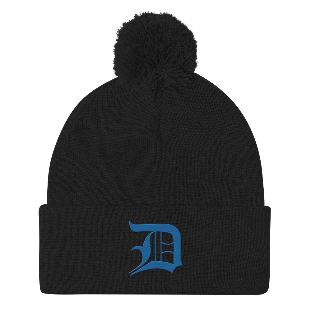 Detroit 'Old English D' Pom-Pom Beanie (Azure)