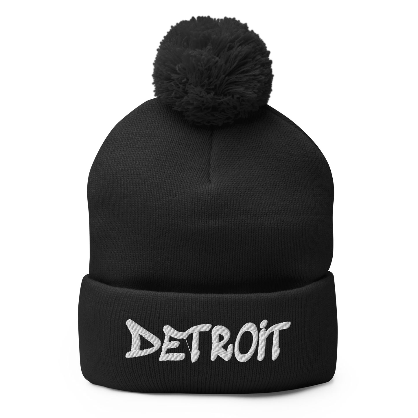 'Detroit' Pom-Pom Beanie (Tag Font)