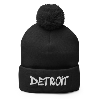 'Detroit' Pom-Pom Beanie (Tag Font)