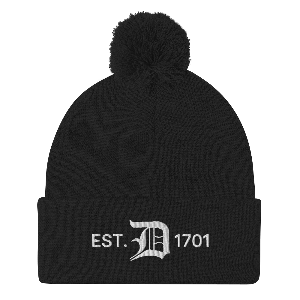 Detroit 'EST. 1701' Pom-Pom Beanie (w/ Old English 'D')