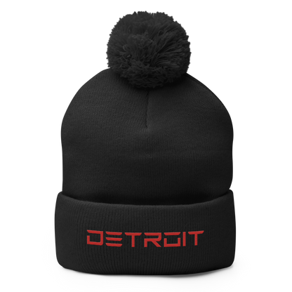 'Detroit' Pom-Pom Beanie (Electric Font) | Red