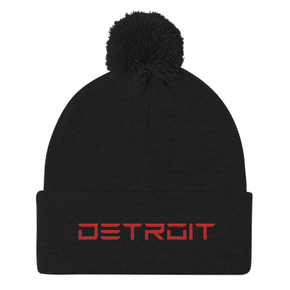 'Detroit' Pom-Pom Beanie (Electric Font) | Red