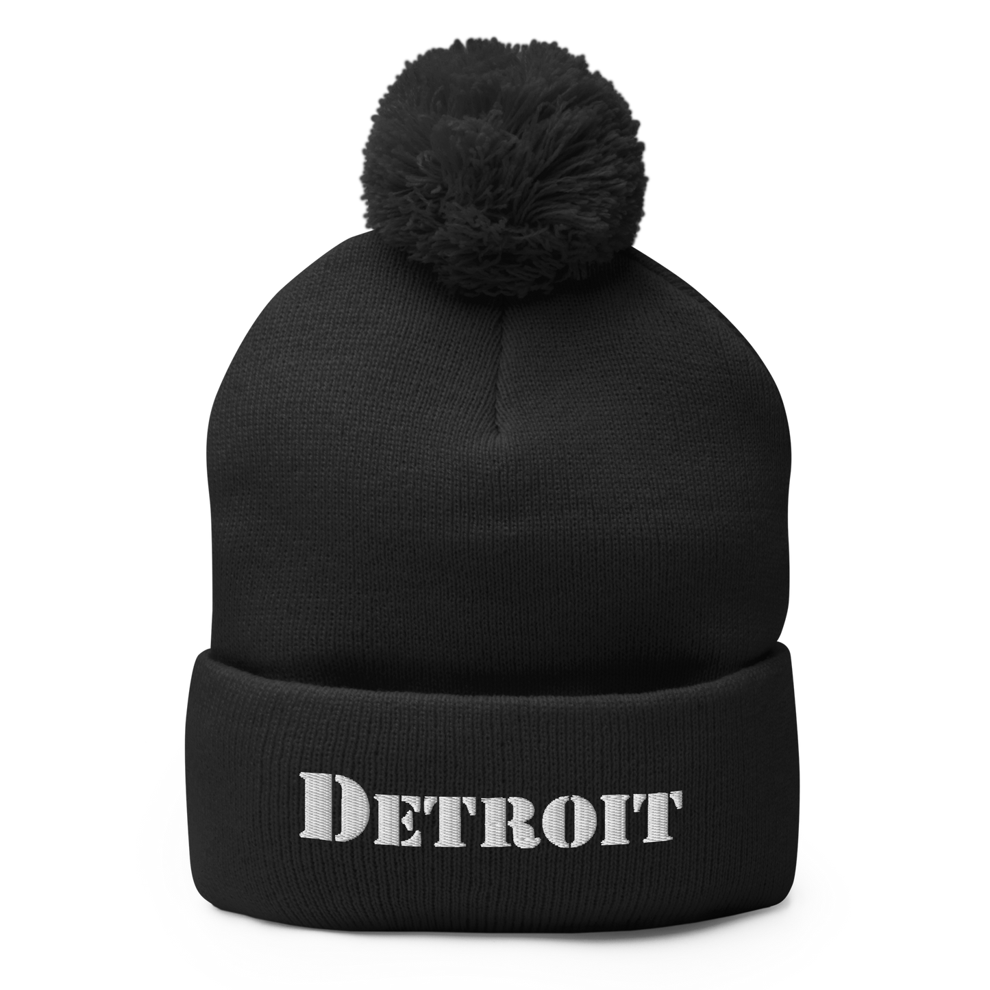 'Detroit' Pom-Pom Beanie (Army Font)