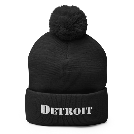 'Detroit' Pom-Pom Beanie (Army Font)