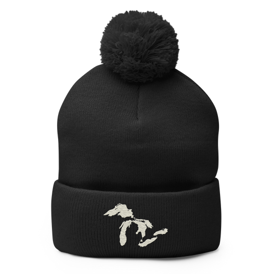 Great Lakes Pom-Pom Beanie (Ivory White)