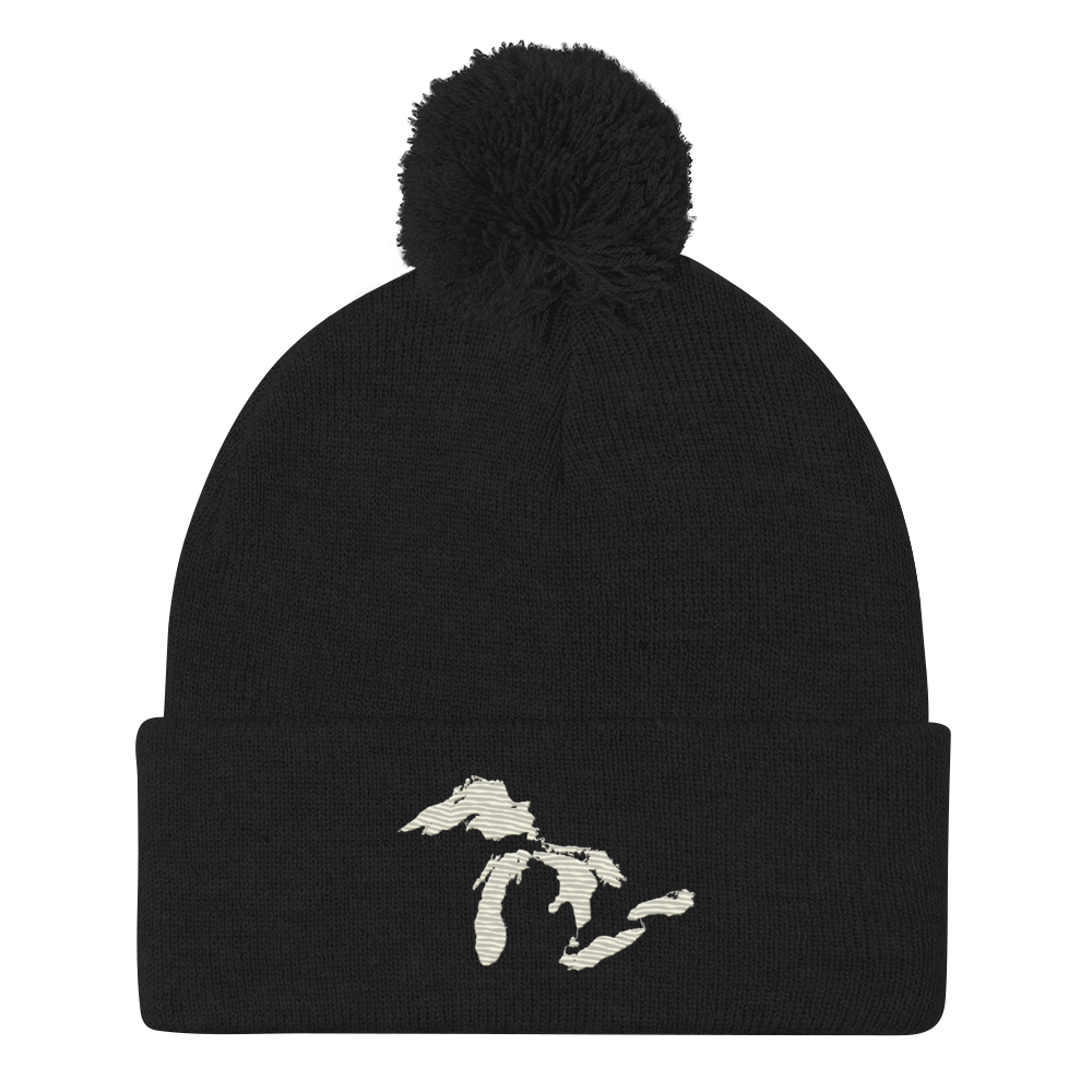 Great Lakes Pom-Pom Beanie (Ivory White)