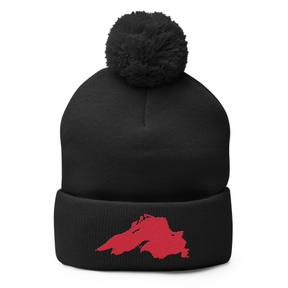 Lake Superior Pom-Pom Beanie | Lighthouse Red