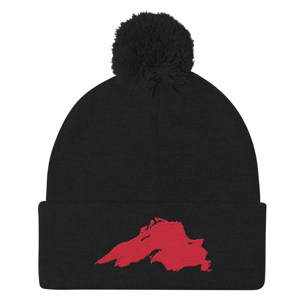 Lake Superior Pom-Pom Beanie | Lighthouse Red