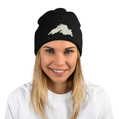 Lake Superior Pom-Pom Beanie | Ivory White