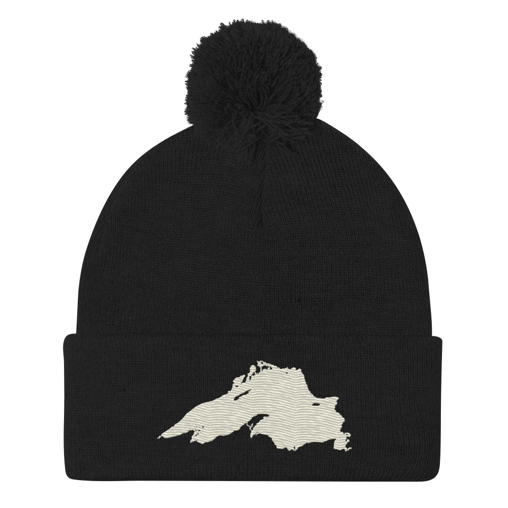 Lake Superior Pom-Pom Beanie | Ivory White