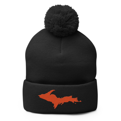 Upper Peninsula Pom-Pom Beanie | Maple Leaf Orange