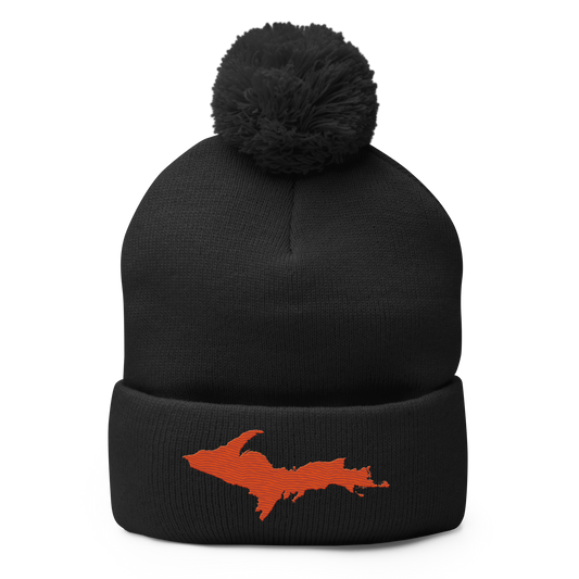 Upper Peninsula Pom-Pom Beanie | Maple Leaf Orange